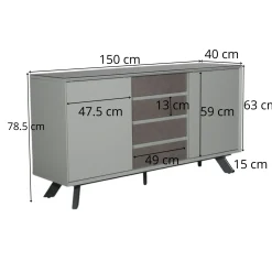 Buffet contemporain en verre gris clair OTTAWA
