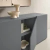 Buffet contemporain gris à découpe centrale 160 cm LORA
