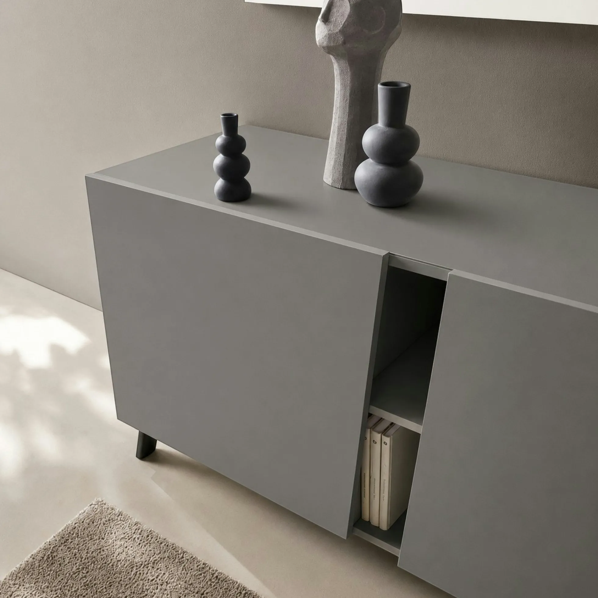 Buffet contemporain gris à découpe diagonale 180 cm LORA