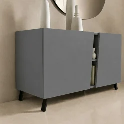 Buffet contemporain gris à découpe diagonale 180 cm LORA