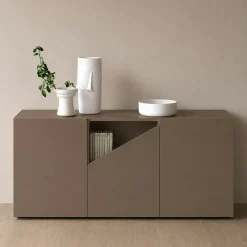 Buffet contemporain marron à découpe centrale 160 cm LORA