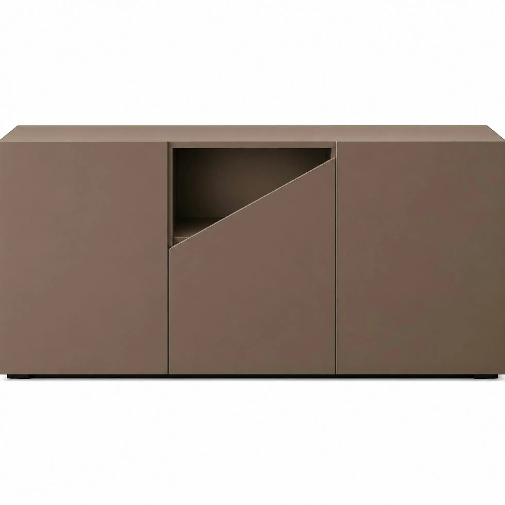 Buffet contemporain marron à découpe centrale 160 cm LORA