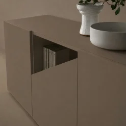 Buffet contemporain marron à découpe centrale 160 cm LORA