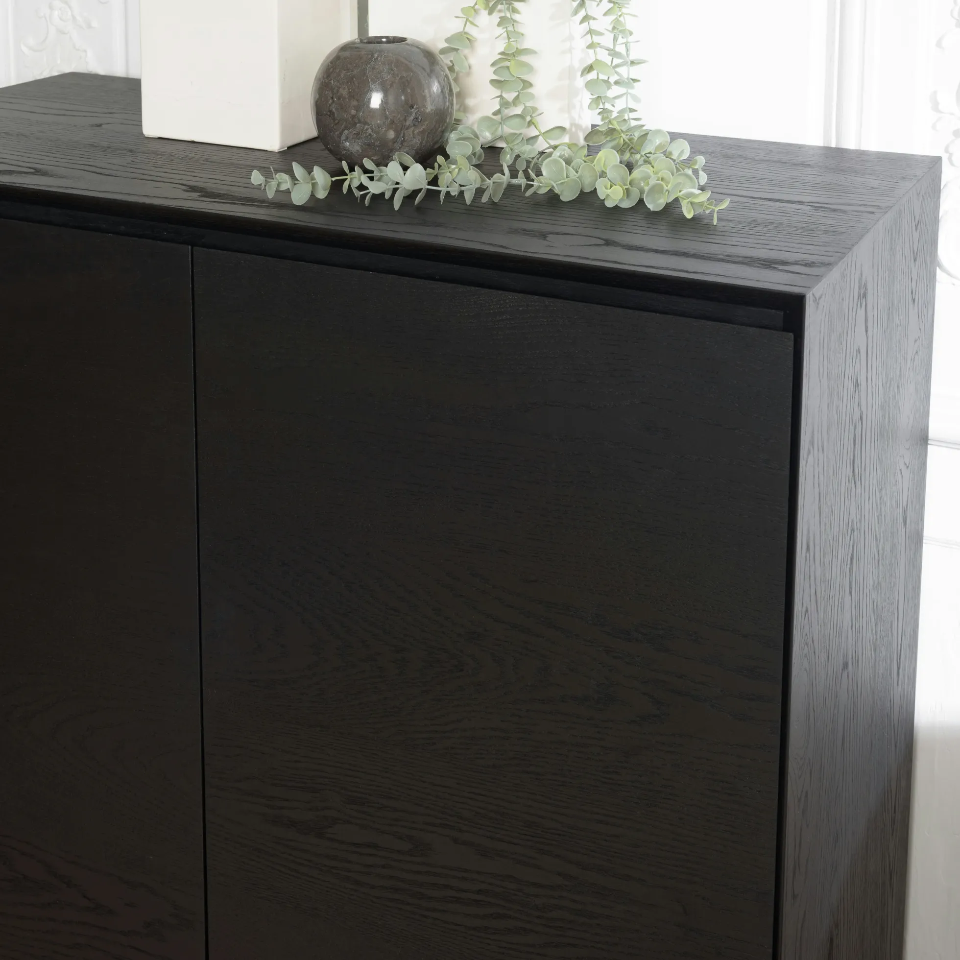 Buffet contemporain 2 portes bois couleur noire MAYENCE
