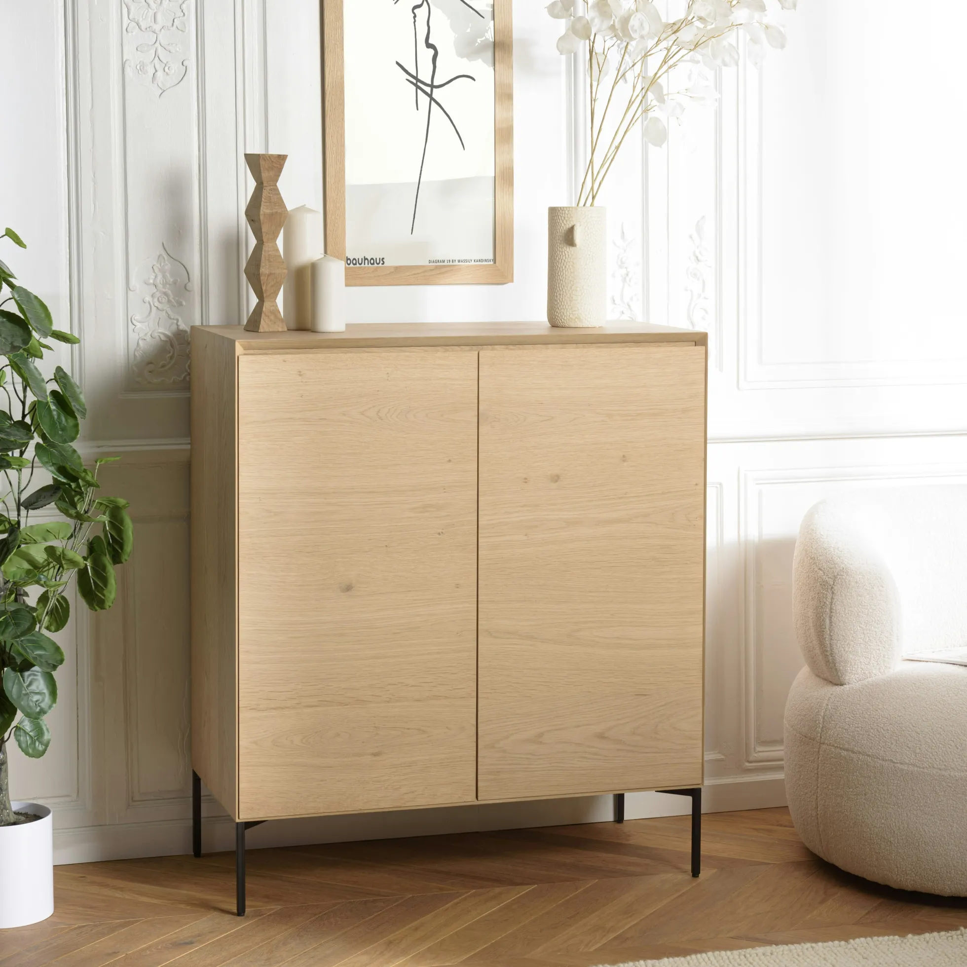 Buffet contemporain 2 portes bois couleur naturelle MAYENCE
