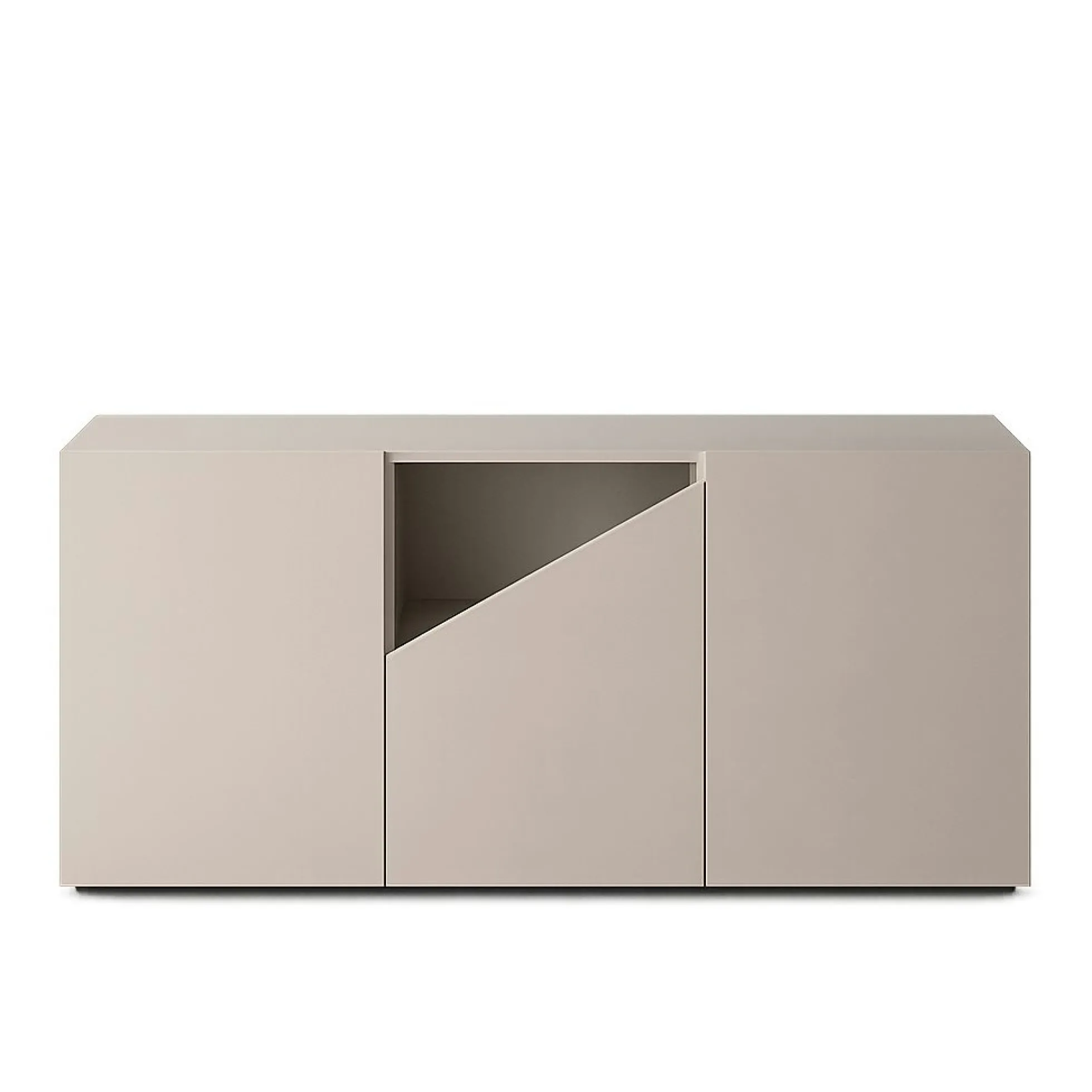 Buffet contemporain taupe à découpe centrale 160 cm LORA