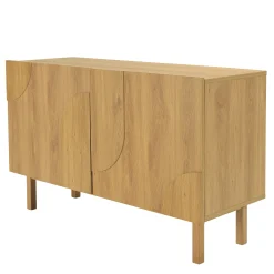 Buffet couleur naturelle 2 portes décor motif arrondi ELTON