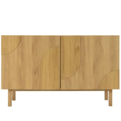 Buffet couleur naturelle 2 portes décor motif arrondi ELTON