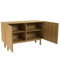 Buffet couleur naturelle 2 portes décor motif arrondi ELTON