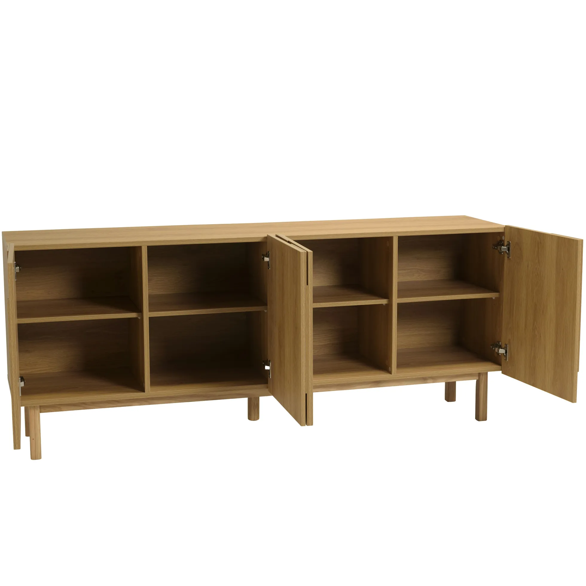 Buffet couleur naturelle 4 portes décor motif arrondi ELTON