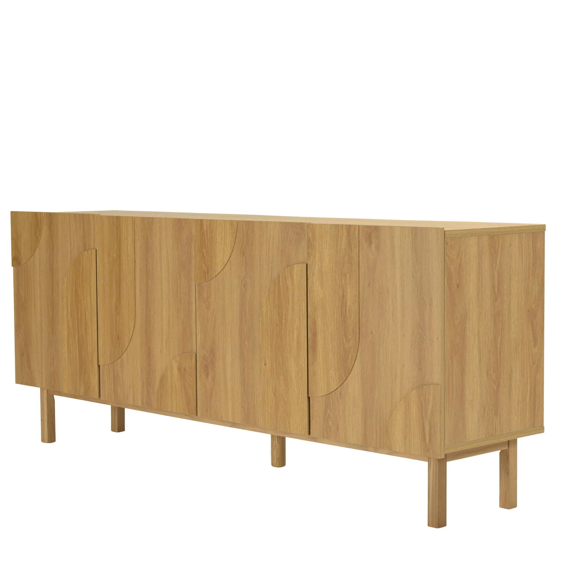 Buffet couleur naturelle 4 portes décor motif arrondi ELTON