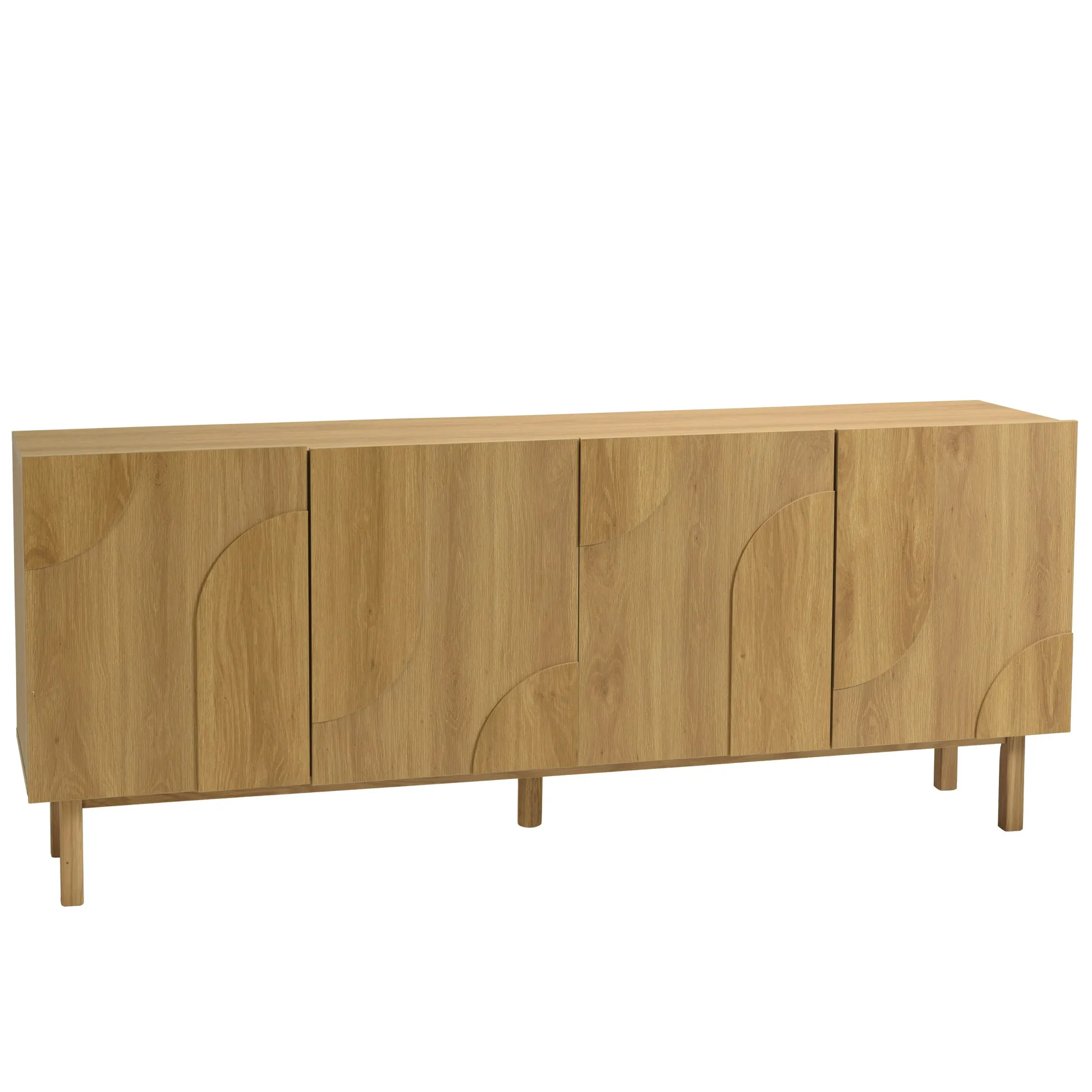 Buffet couleur naturelle 4 portes décor motif arrondi ELTON
