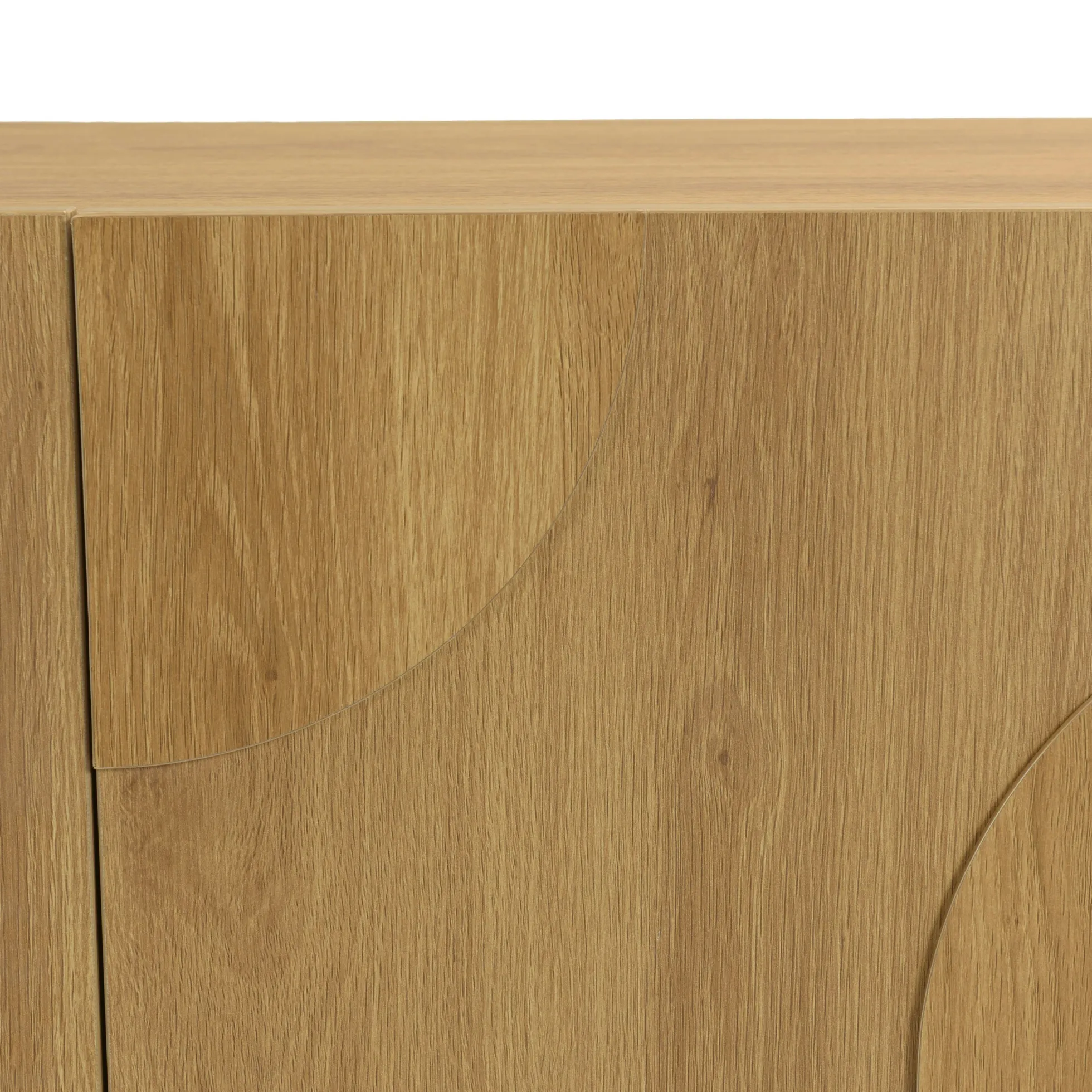 Buffet couleur naturelle 4 portes décor motif arrondi ELTON