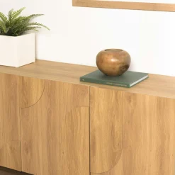 Buffet couleur naturelle 4 portes décor motif arrondi ELTON