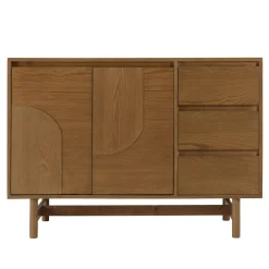 Buffet couleur naturelle 3 tiroirs 2 portes décor motif arrondi CORIA