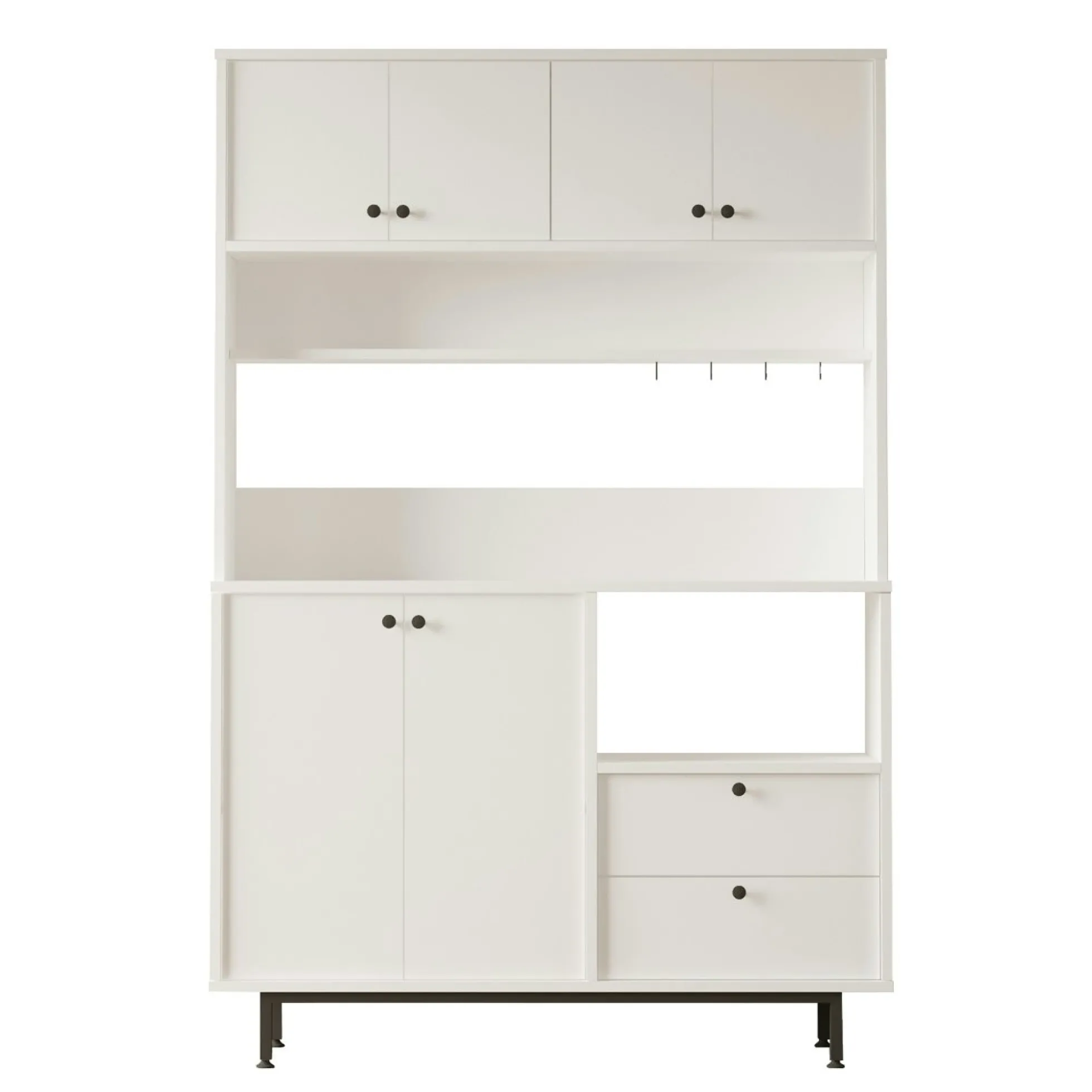 Buffet cuisine blanc avec niche micro-ondes L 120 cm JENA