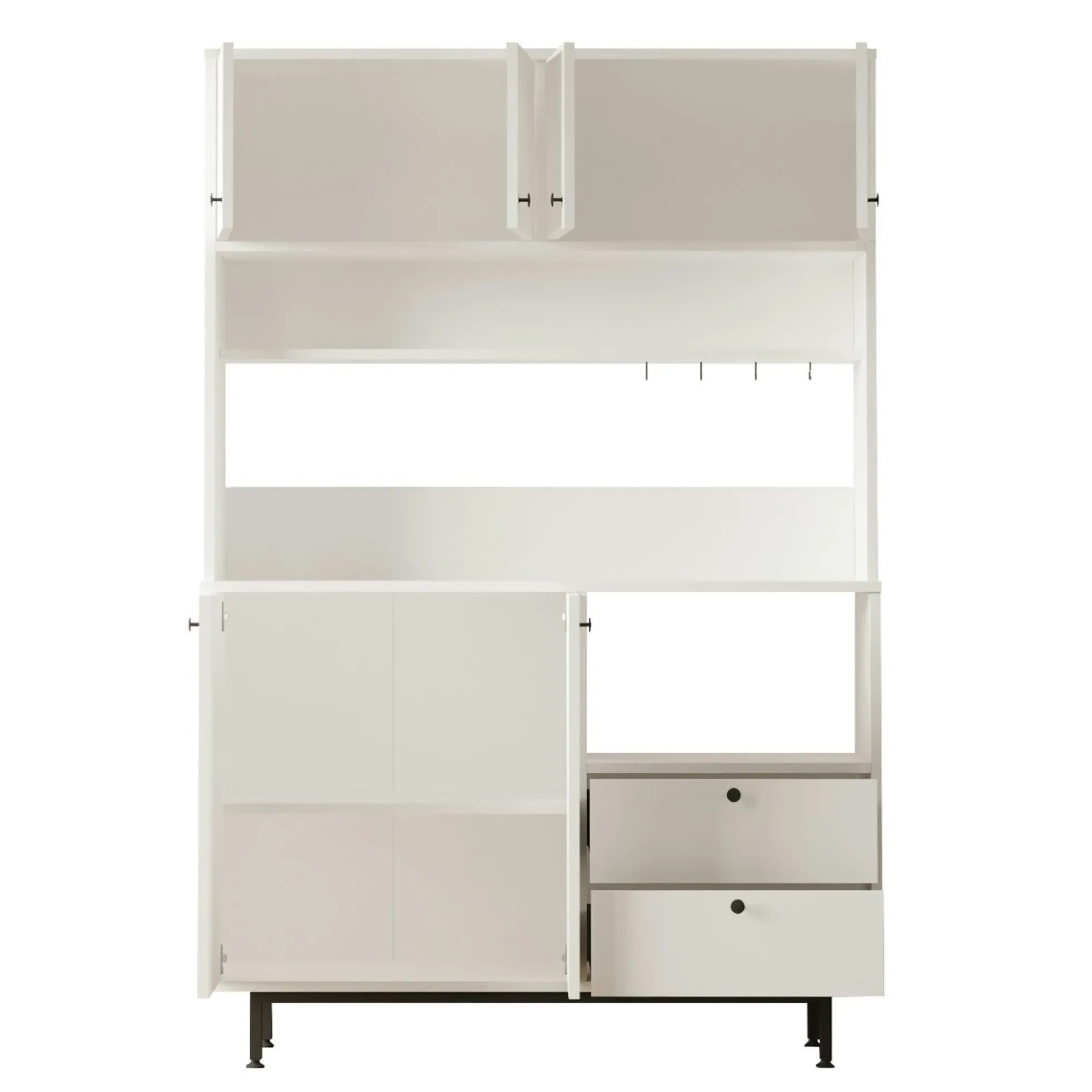 Buffet cuisine blanc avec niche micro-ondes L 120 cm JENA