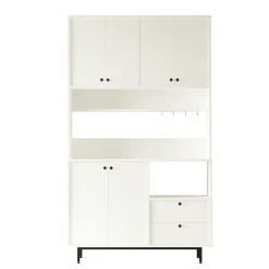 Buffet cuisine blanc avec niche micro-ondes H 205 cm JENA