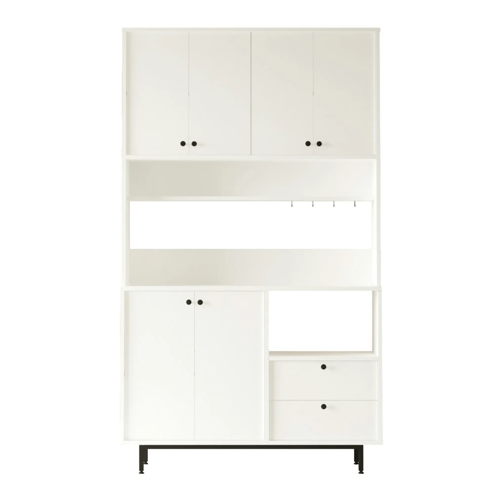 Buffet cuisine blanc avec niche micro-ondes H 205 cm JENA