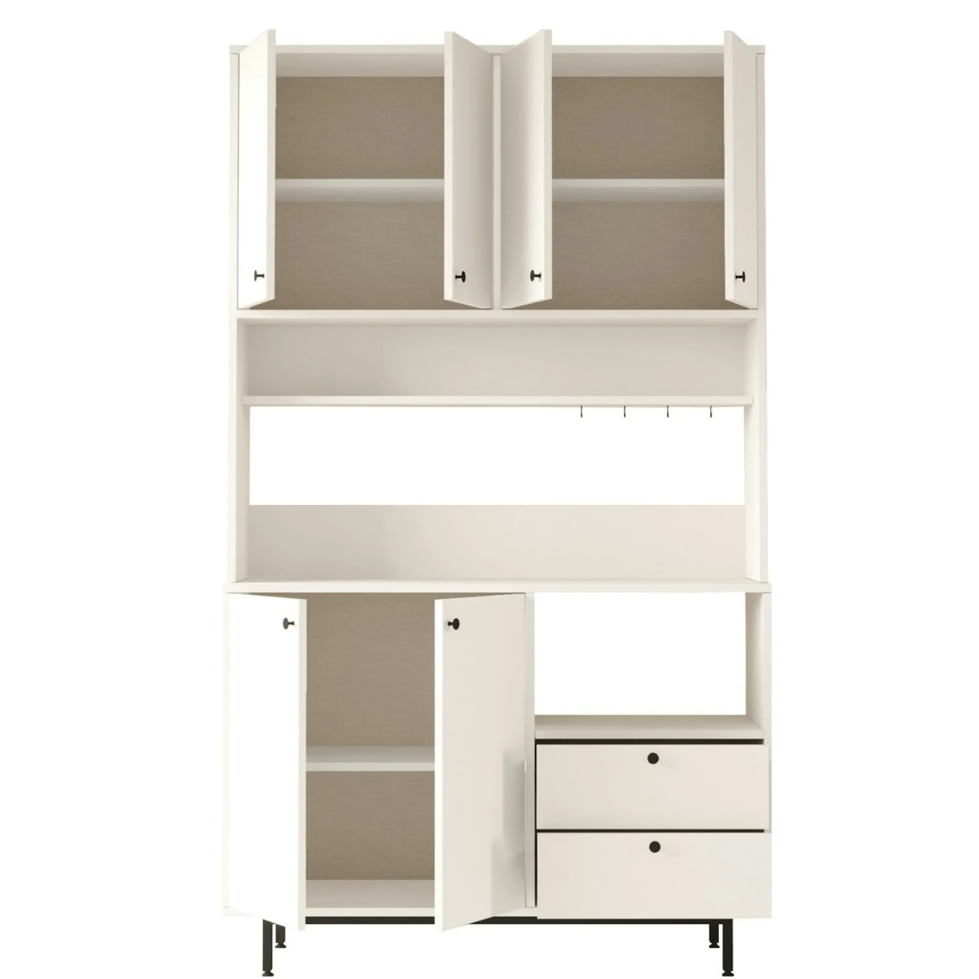 Buffet cuisine blanc avec niche micro-ondes H 205 cm JENA