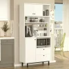 Buffet cuisine blanc avec niche micro-ondes H 180 cm JENA