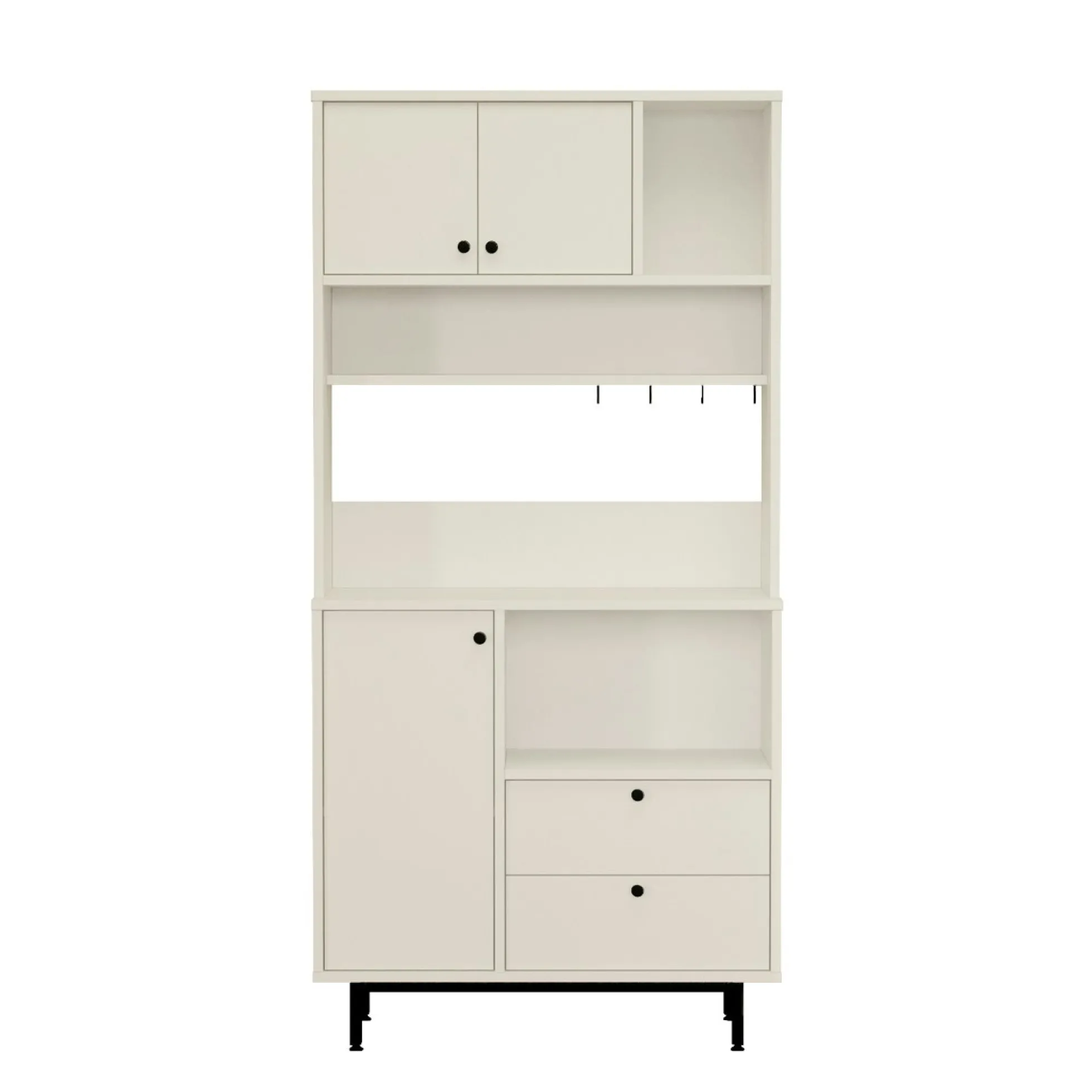 Buffet cuisine blanc avec niche micro-ondes H 180 cm JENA
