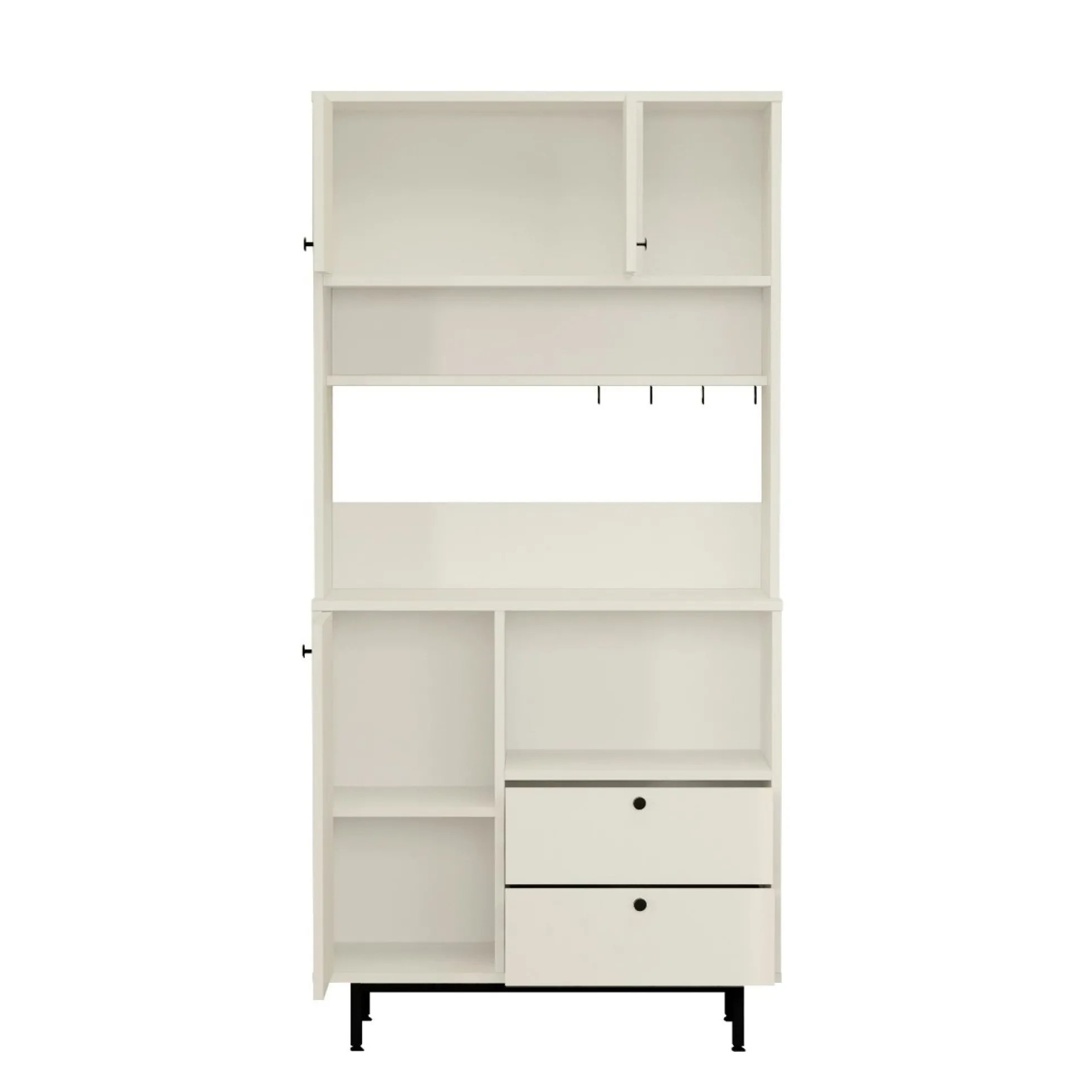 Buffet cuisine blanc avec niche micro-ondes H 180 cm JENA
