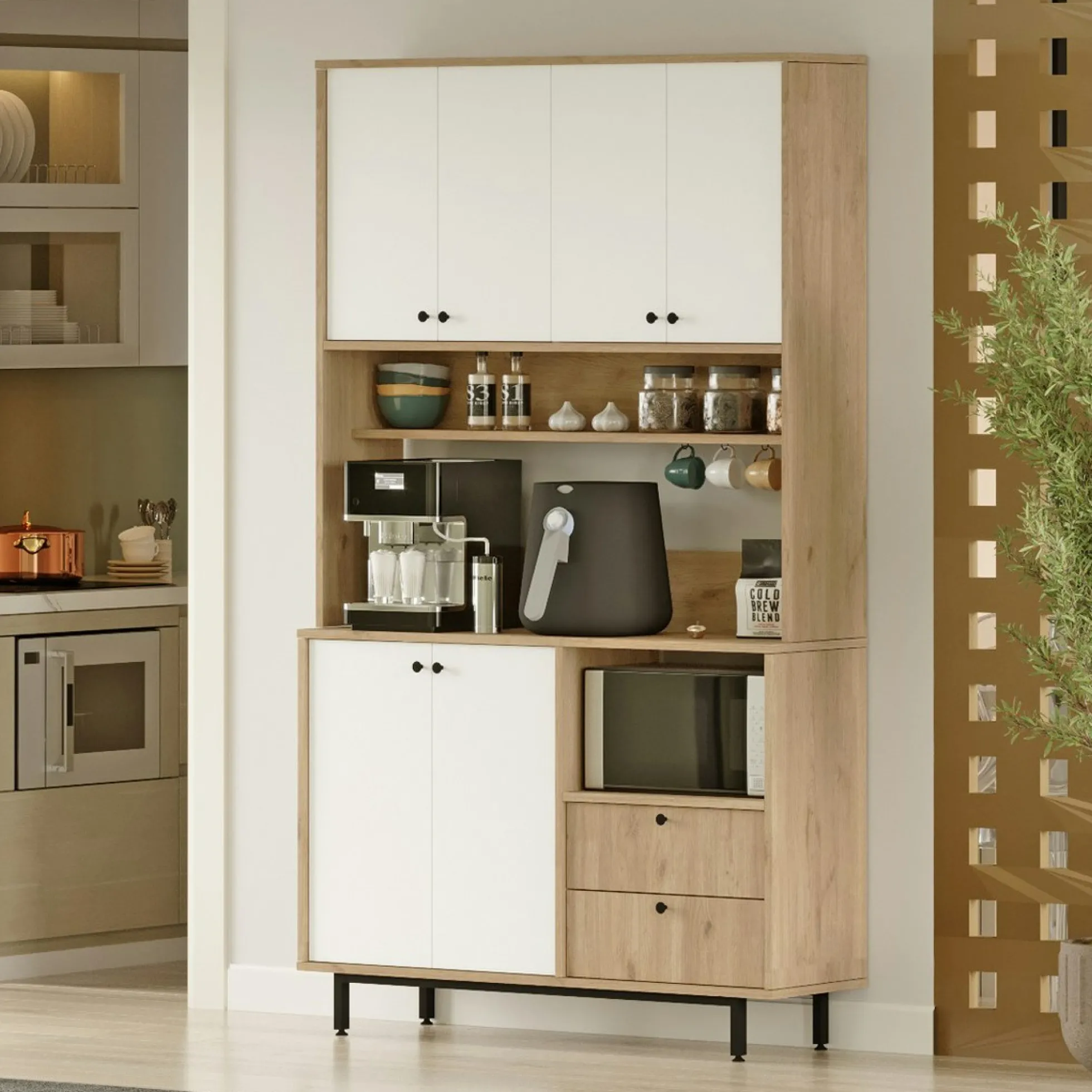 Buffet cuisine moderne niche micro-ondes H 205 cm JENA