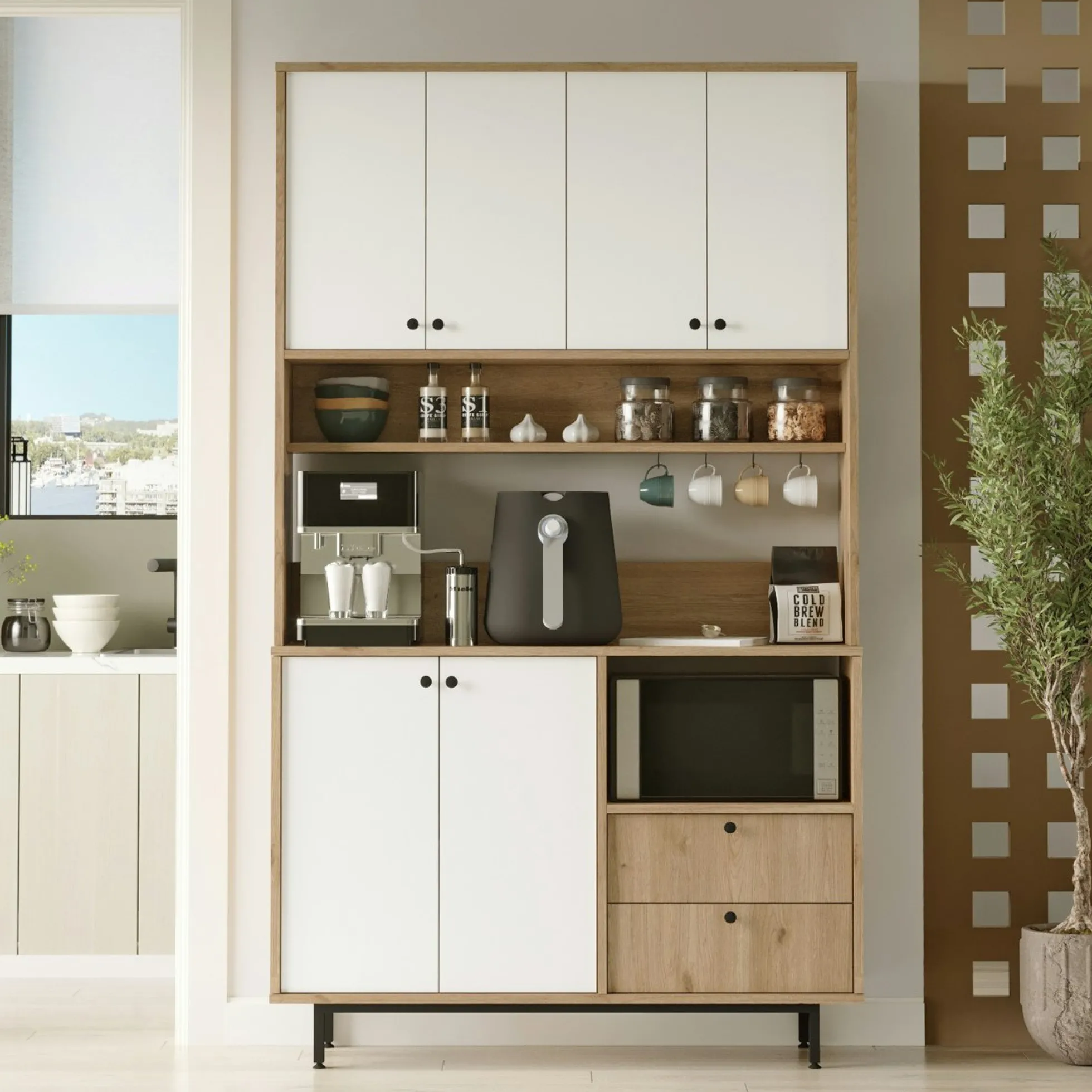 Buffet cuisine moderne niche micro-ondes H 205 cm JENA