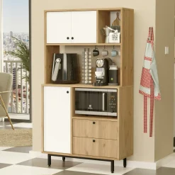 Buffet cuisine moderne niches micro-ondes et cafetière JENA