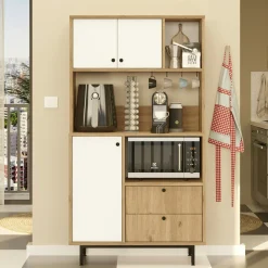Buffet cuisine moderne niches micro-ondes et cafetière JENA
