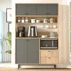 Buffet cuisine niche micro-ondes décor gris L 120 cm JENA