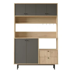 Buffet cuisine niche micro-ondes décor gris L 120 cm JENA