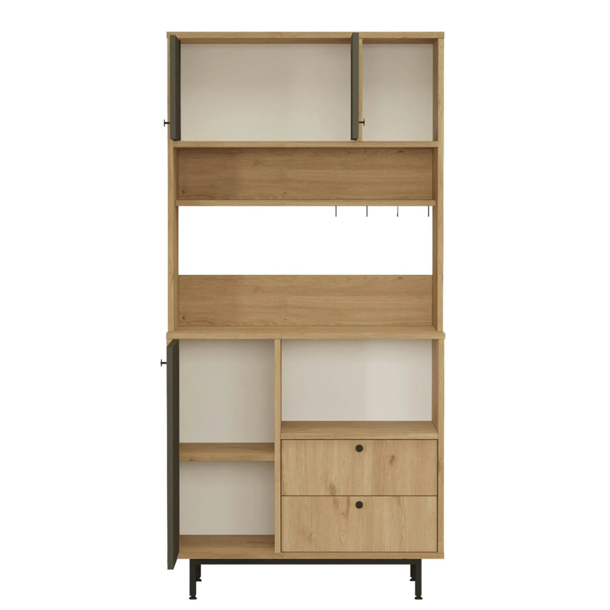 Buffet cuisine niche micro-ondes décor gris H 180 cm JENA
