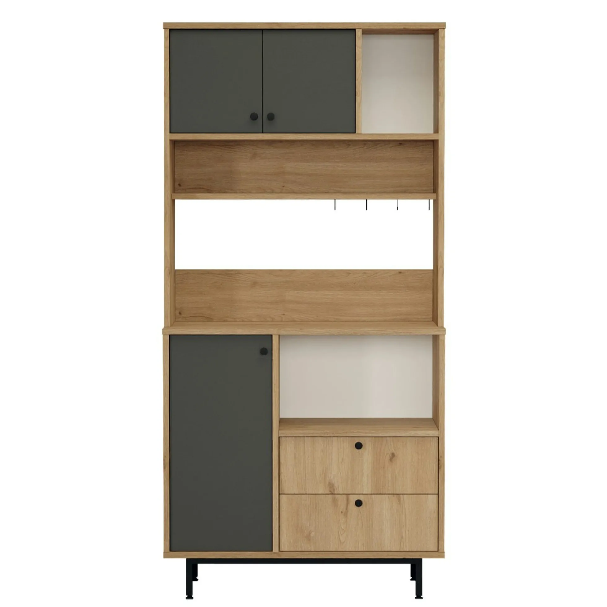 Buffet cuisine niche micro-ondes décor gris H 180 cm JENA