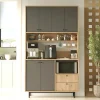 Buffet cuisine niche micro-ondes décor gris H 205 cm JENA