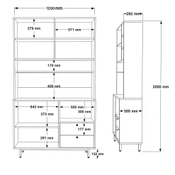 Buffet cuisine niche micro-ondes décor gris H 205 cm JENA