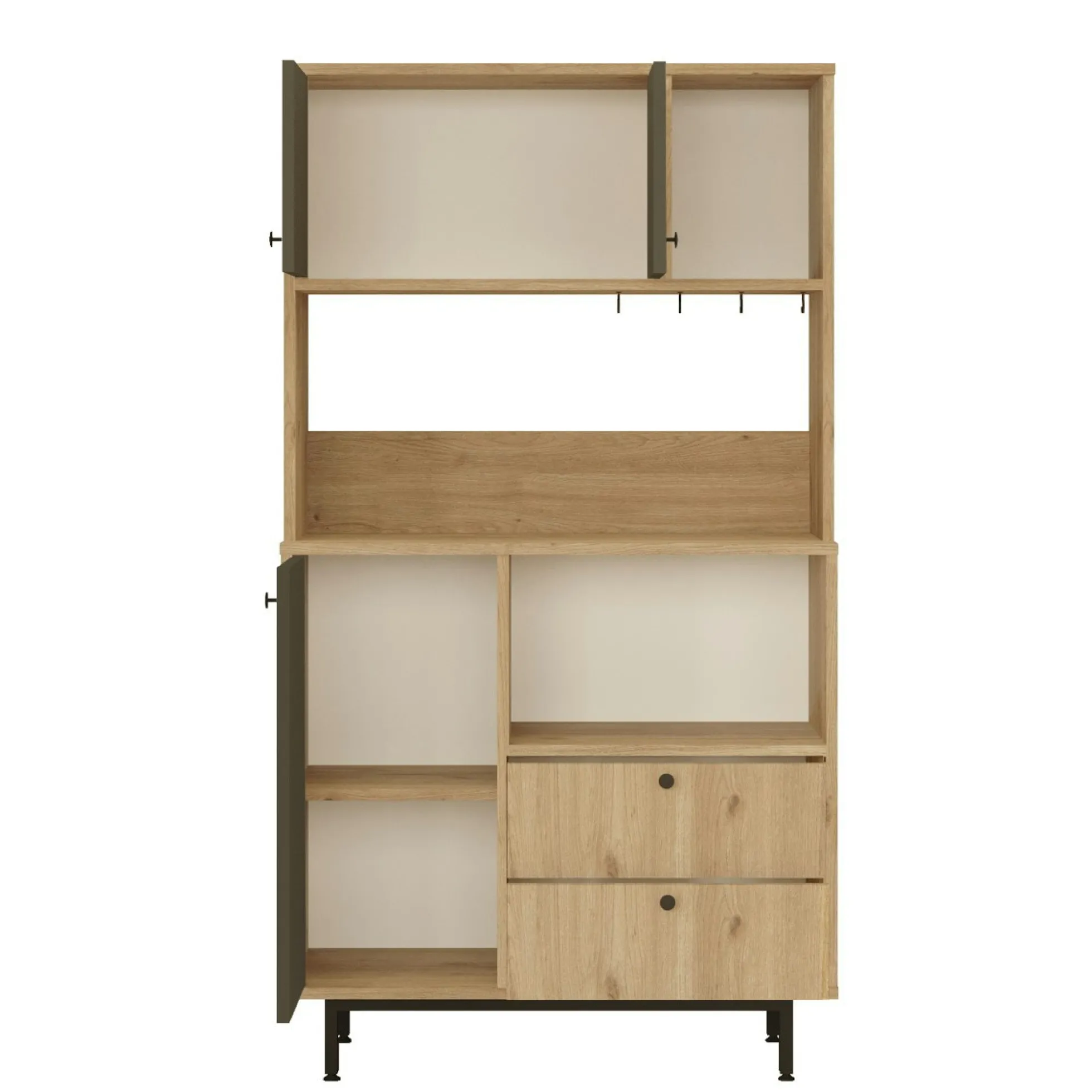 Buffet cuisine 3 portes grises avec niche micro-ondes JENA