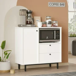 Buffet de cuisine blanc niche micro-ondes et 1 porte JENA