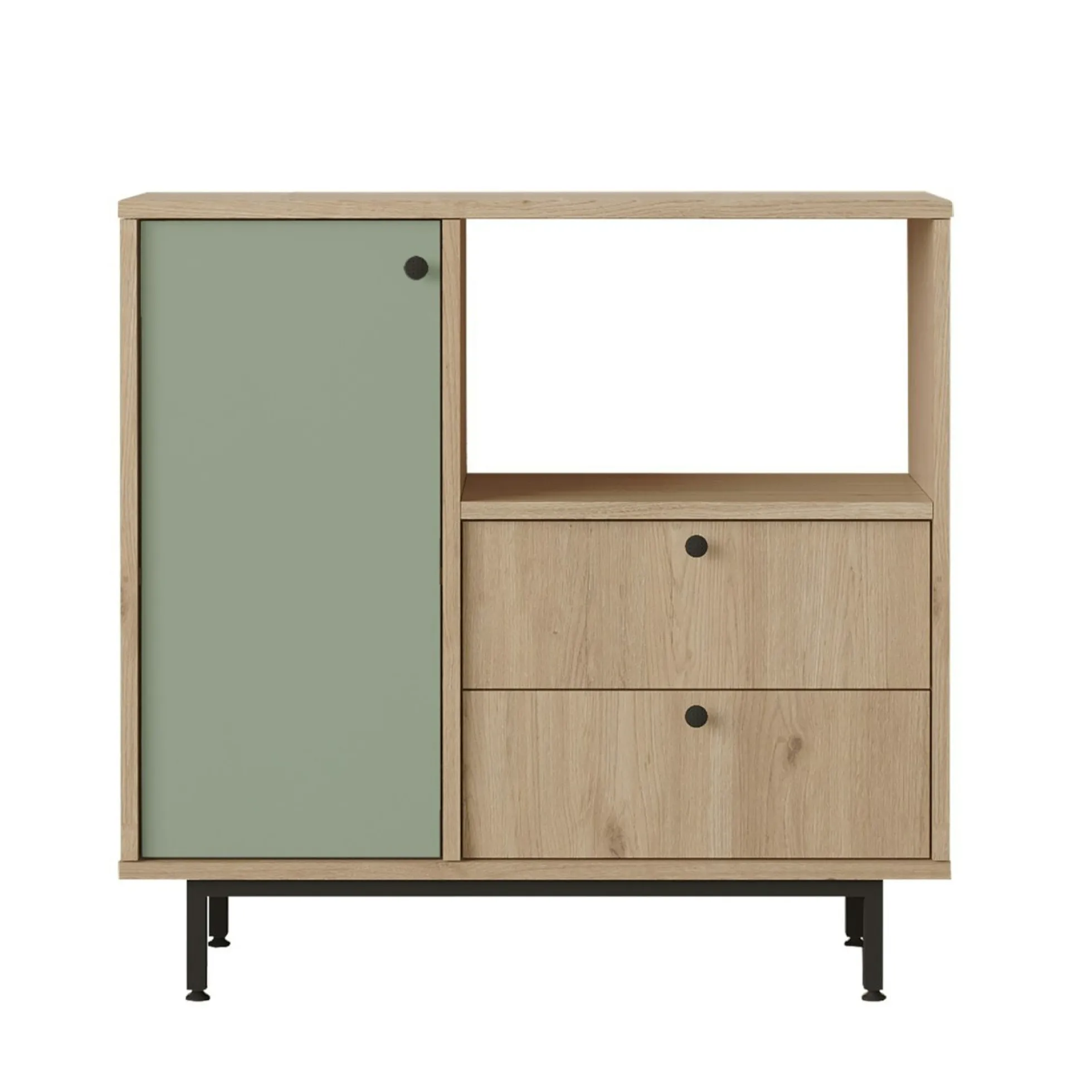 Buffet de cuisine niche micro-ondes et 1 porte sauge JENA