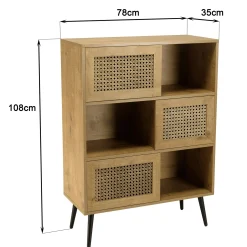 Buffet de rangement bois effet cannage 3 portes coulissantes ALCUDIA