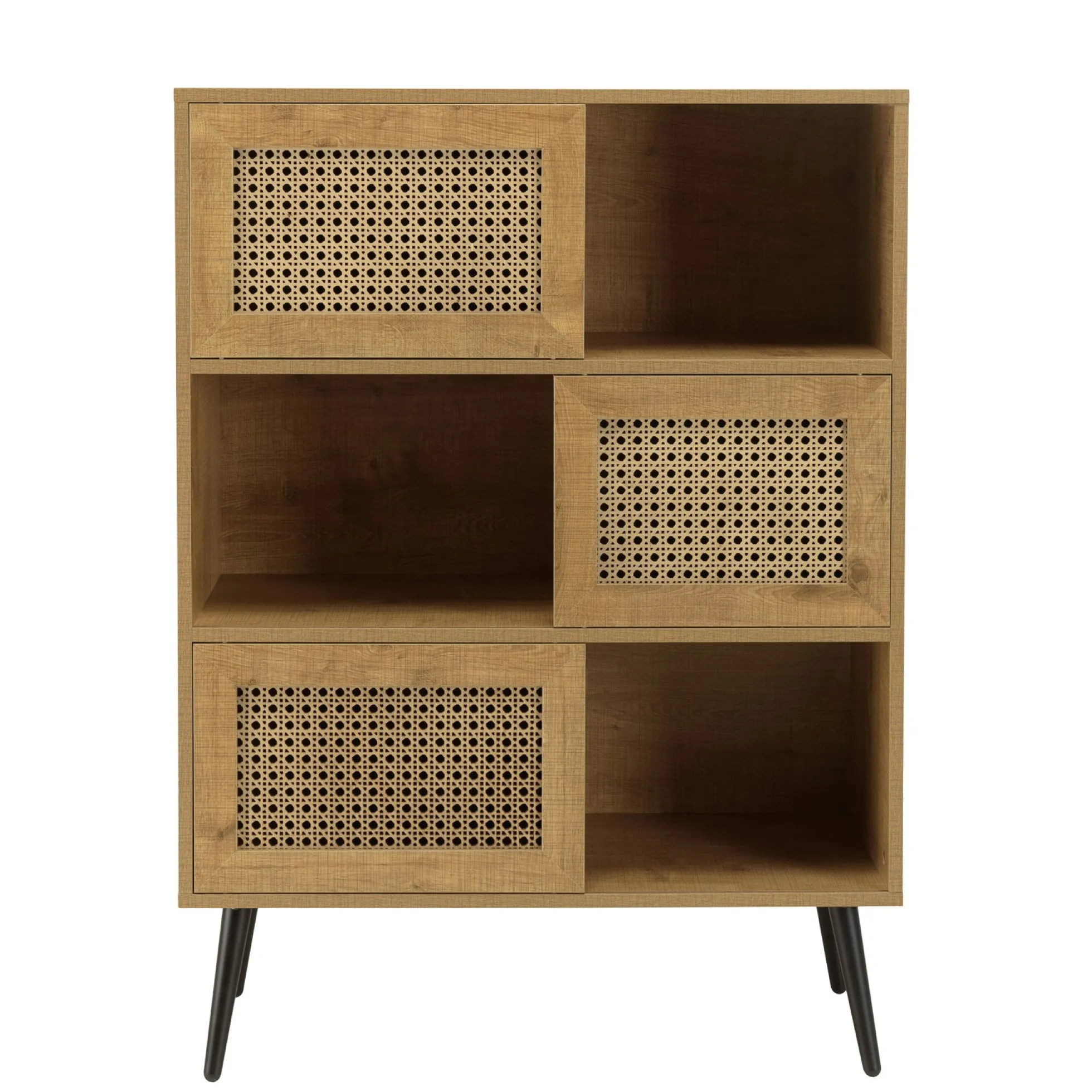 Buffet de rangement bois effet cannage 3 portes coulissantes ALCUDIA