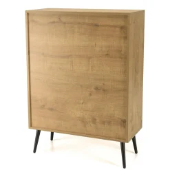 Buffet de rangement bois effet cannage 3 portes coulissantes ALCUDIA