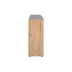 Buffet de rangement gris foncé 3 portes 1 tiroir ALVA