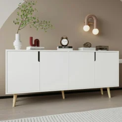 Buffet de salle à manger blanc à poignées intégrées MARFA