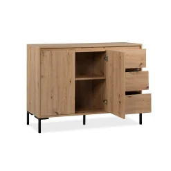 Buffet de salle à manger décor bois 2 portes 3 tiroirs KARVI