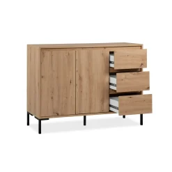 Buffet de salle à manger décor bois 2 portes 3 tiroirs KARVI