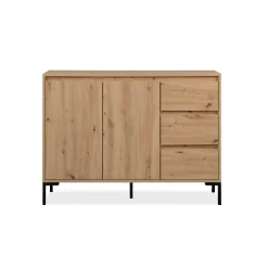 Buffet de salle à manger décor bois 2 portes 3 tiroirs KARVI
