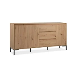 Buffet de salle à manger décor bois 3 portes 3 tiroirs KARVI
