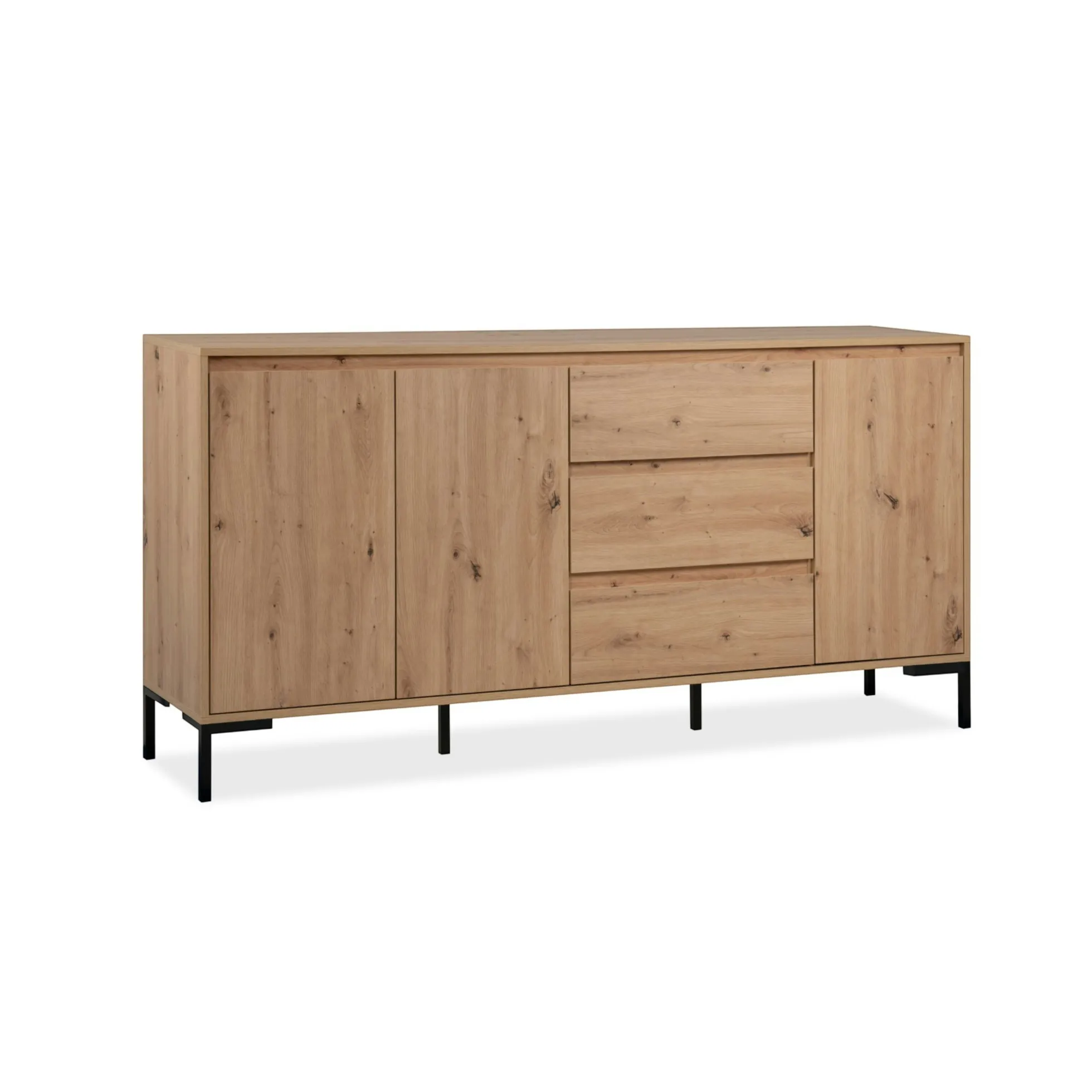 Buffet de salle à manger décor bois 3 portes 3 tiroirs KARVI